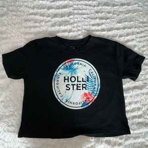 Black Cropped Tee with Design